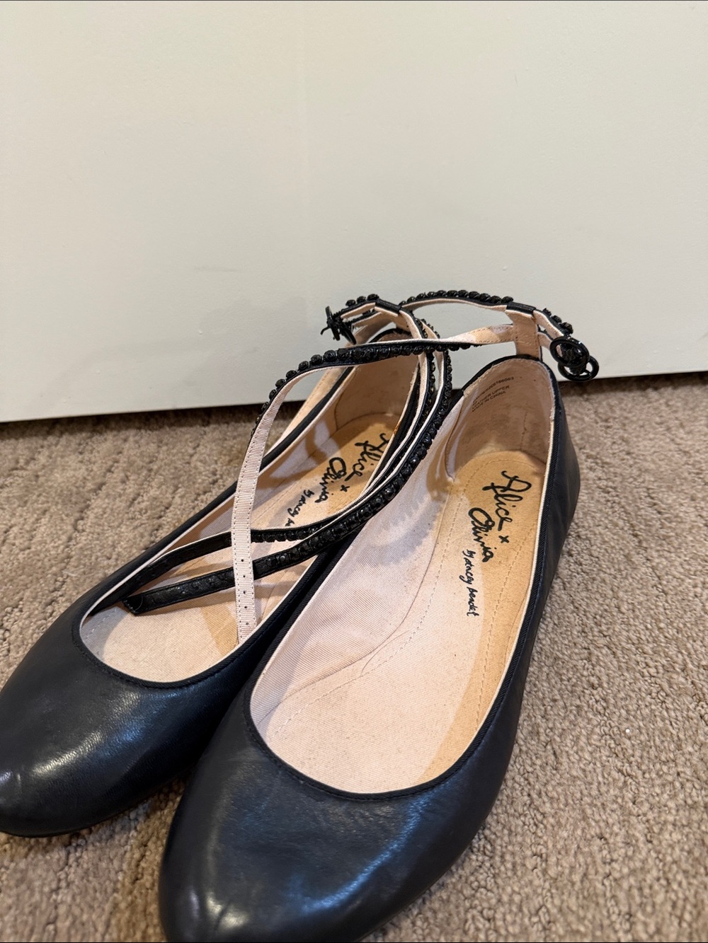 Alice + Olivia Black Ankle-Strap Ballet Flats - Picture 3 of 4